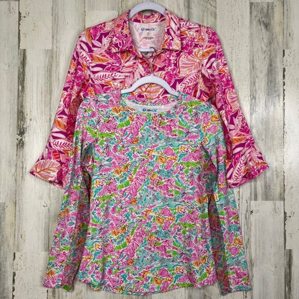 IBKUL Womens Shirts Vibrant Colors Size Small UPF 50+ Stretch Bundle Lots of 2